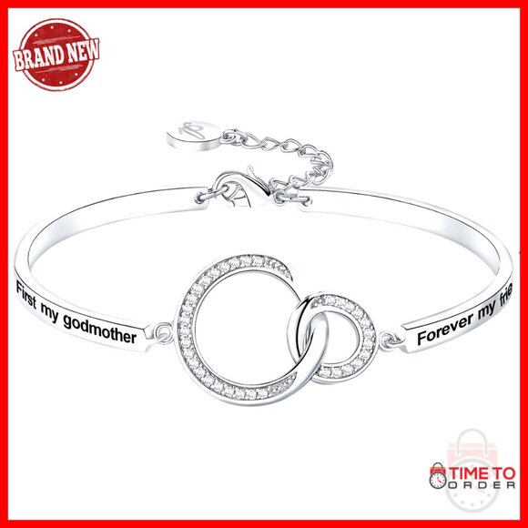 Engraved Bangle Bracelet Elegant Minimal Chic Gift for Mother Godmother